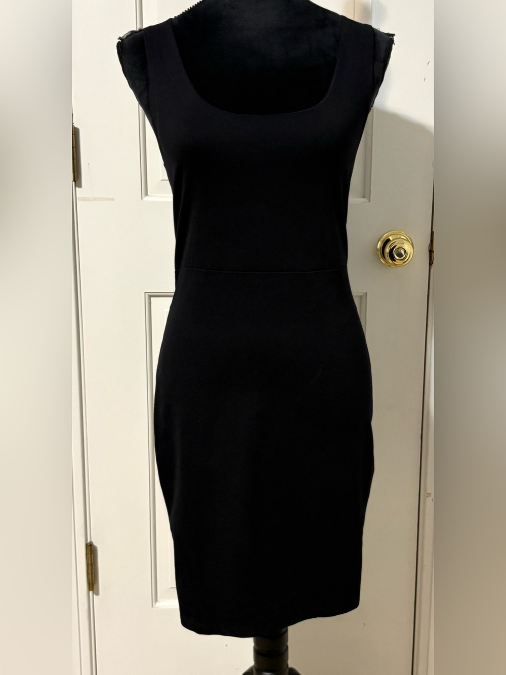 THE VANITY ROOM Sleeveless Black Sheath Dress With Mini Corset Back